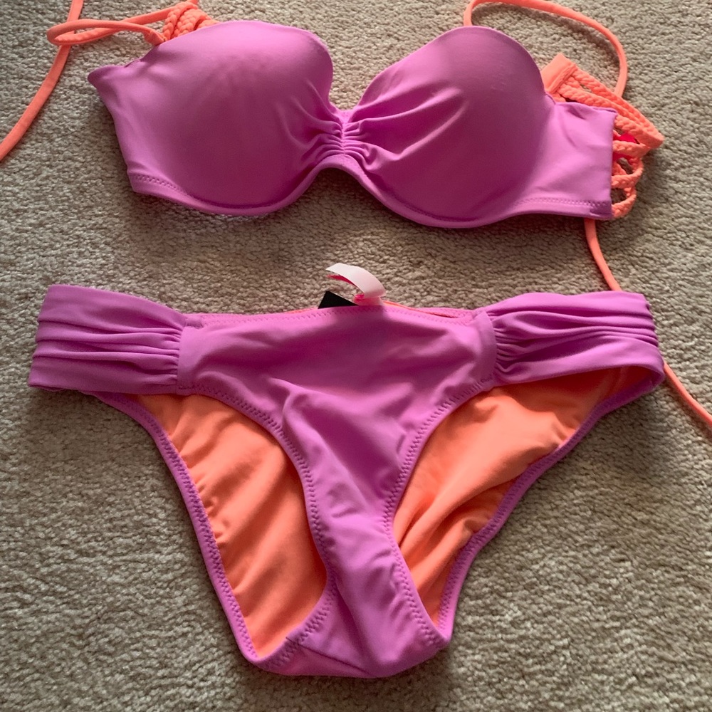 NWT purple & coral VS bikini set